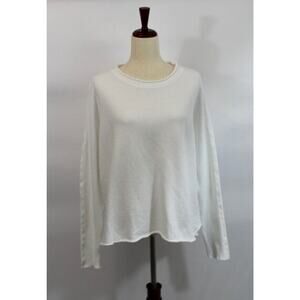 FRANK & EILEEN  White Anna Triple Fleece Crew Neck Capelet Top - Small